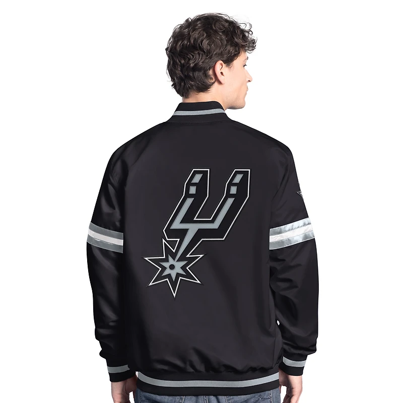 Veste universitaire Starter noire/argentée pour homme San Antonio Spurs Scout Full Snap
