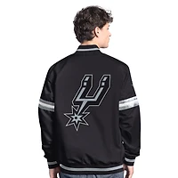 Veste universitaire Starter noire/argentée pour homme San Antonio Spurs Scout Full Snap