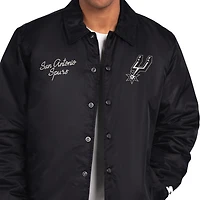 Men's Starter  Black San Antonio Spurs Full-Snap Coaches Jacket