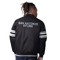 Veste en satin noir Starter Scout Varsity pour homme de San Antonio Spurs
