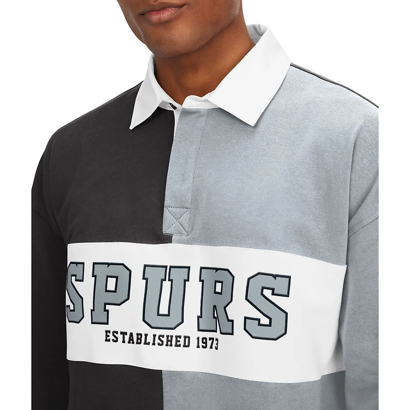 T-shirt à manches longues Ronnie Rugby San Antonio Spurs Tommy Jeans pour homme, noir/gris