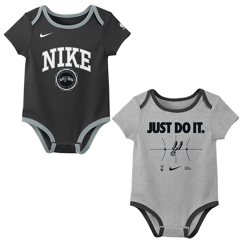 Newborn Nike Black/Gray San Antonio Spurs Just Do It Two-Pack Bodysuit Set