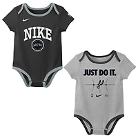 Newborn Nike Black/Gray San Antonio Spurs Just Do It Two-Pack Bodysuit Set