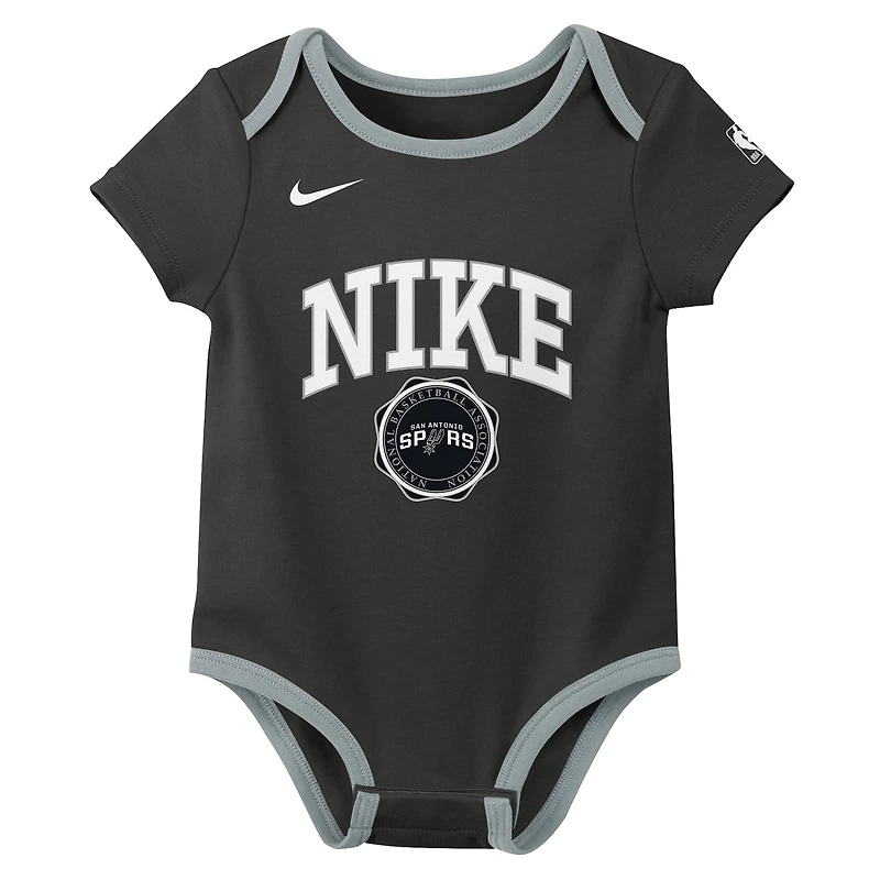 Newborn Nike Black/Gray San Antonio Spurs Just Do It Two-Pack Bodysuit Set