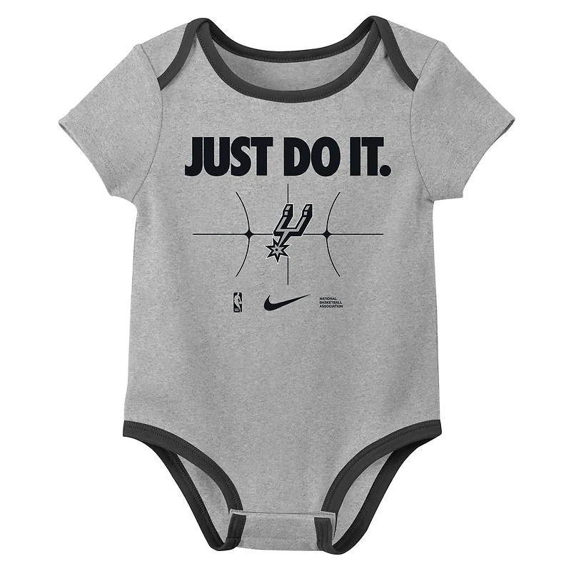 Newborn Nike Black/Gray San Antonio Spurs Just Do It Two-Pack Bodysuit Set