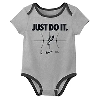 Newborn Nike Black/Gray San Antonio Spurs Just Do It Two-Pack Bodysuit Set