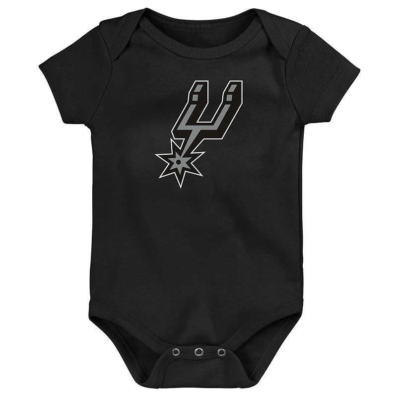 Newborn Outerstuff  Black San Antonio Spurs Primary Logo Bodysuit