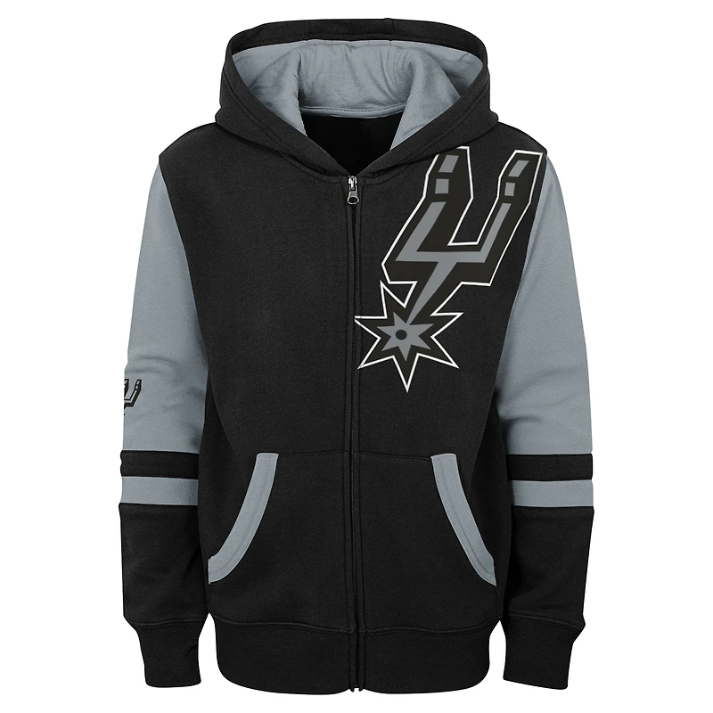Sweat à capuche entièrement zippé noir San Antonio Spurs Straight To The League pour enfants d'âge préscolaire