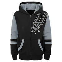 Sweat à capuche entièrement zippé noir San Antonio Spurs Straight To The League pour enfants d'âge préscolaire