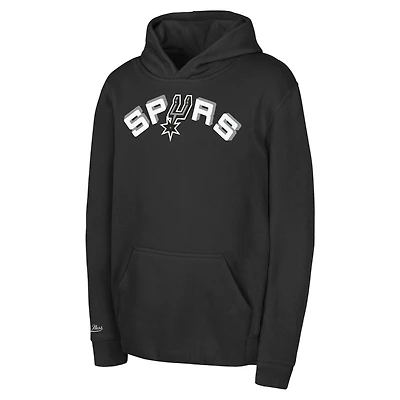 Sweat à capuche noir avec logo rétro Mitchell & Ness pour enfant de l'école maternelle, San Antonio Spurs