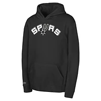Sweat à capuche noir avec logo rétro Mitchell & Ness pour enfant de l'école maternelle, San Antonio Spurs