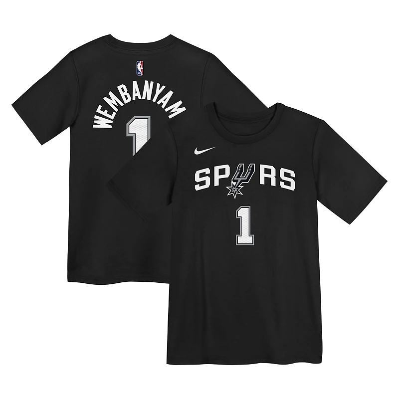 Preschool Nike Victor Wembanyama Black San Antonio Spurs Icon Name & Number T-Shirt