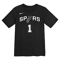 Preschool Nike Victor Wembanyama Black San Antonio Spurs Icon Name & Number T-Shirt
