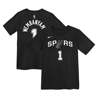Preschool Nike Victor Wembanyama Black San Antonio Spurs Icon Name & Number T-Shirt