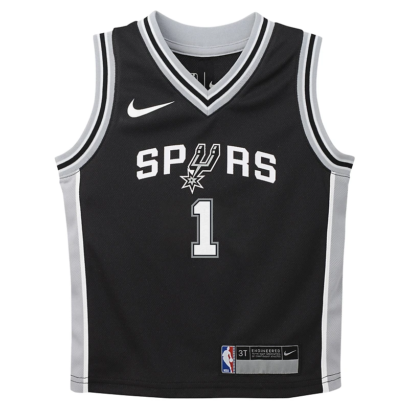 Maillot Nike Victor Wembanyama pour enfants d'âge préscolaire, noir, San Antonio Spurs Swingman Player - Icon Edition