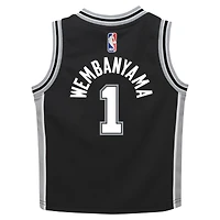 Maillot Nike Victor Wembanyama pour enfants d'âge préscolaire, noir, San Antonio Spurs Swingman Player - Icon Edition