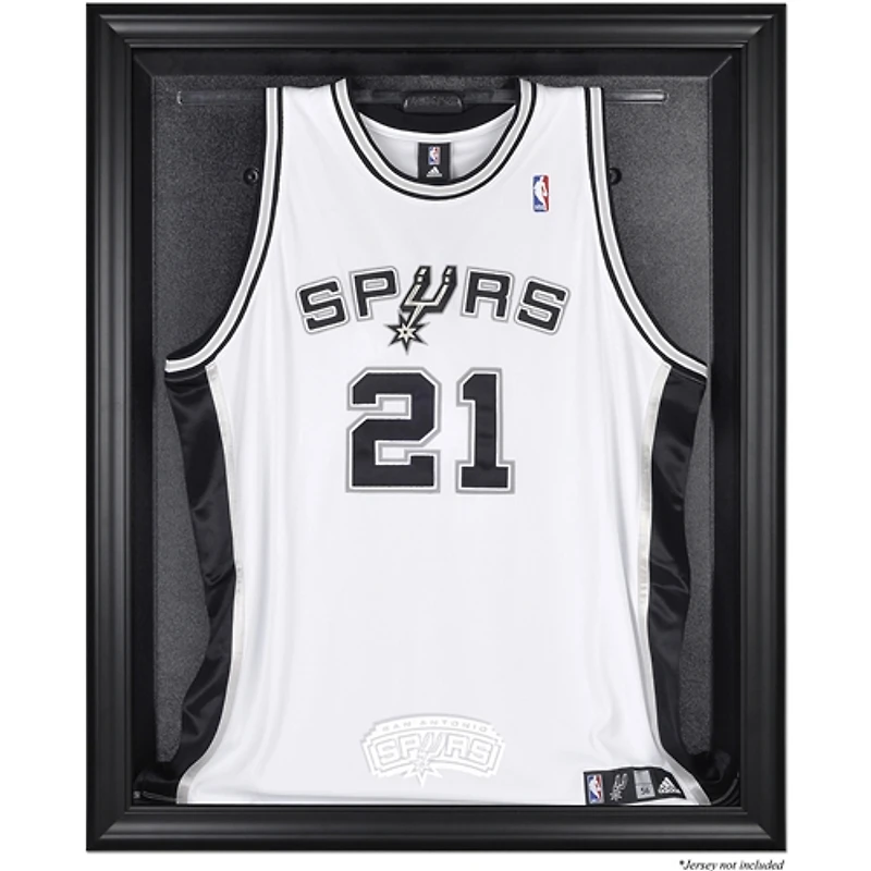 Vitrine de présentation du maillot avec logo de l'équipe des San Antonio Spurs (2002-2017) encadré noir