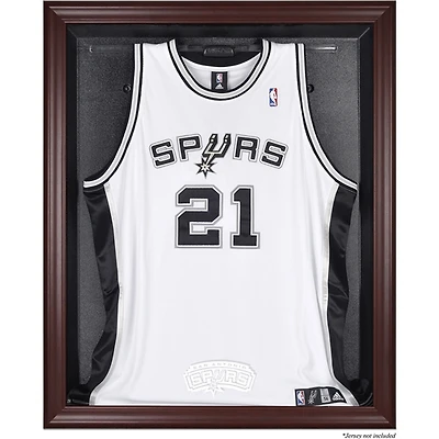 Vitrine de présentation du maillot avec logo de l'équipe des San Antonio Spurs (2002-2017) en acajou