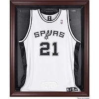 Vitrine de présentation du maillot avec logo de l'équipe des San Antonio Spurs (2002-2017) en acajou
