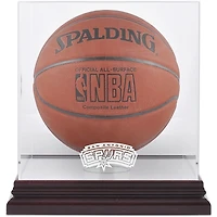 Vitrine de présentation du logo de l'équipe de basket-ball des San Antonio Spurs (2002-2017) en acajou avec dos en miroir