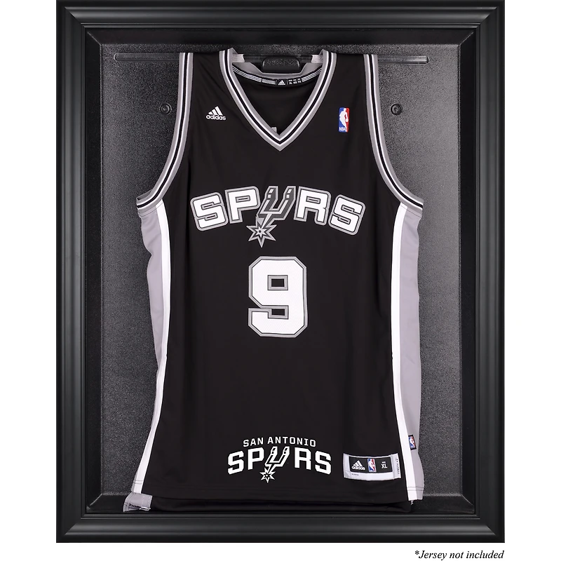 Vitrine de maillot avec logo de l'équipe noire encadrée des San Antonio Spurs