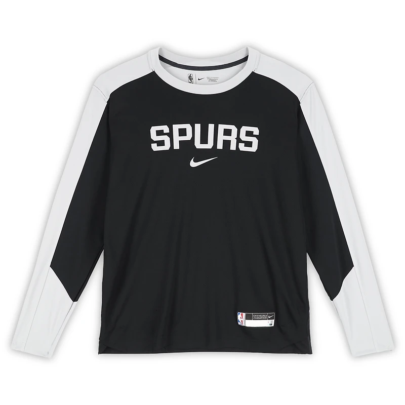 T-shirt noir à manches longues Stephon Castle des San Antonio Spurs, porté par un joueur de la saison NBA 2024-25 - Taille L