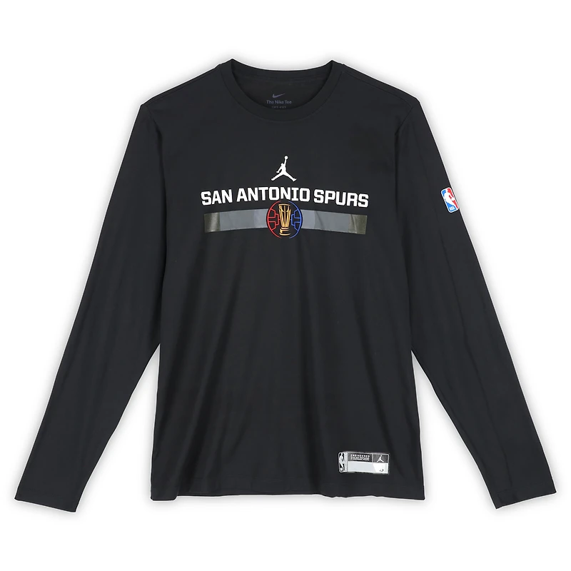 T-shirt noir à manches longues de la Coupe NBA, porté par Stephon Castle, San Antonio Spurs, saison 2024-25 - Taille XL