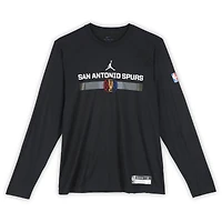 T-shirt noir à manches longues de la Coupe NBA, porté par Stephon Castle, San Antonio Spurs, saison 2024-25 - Taille XL