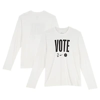 T-shirt blanc à manches longues « Vote » porté par Stephon Castle, San Antonio Spurs, saison NBA 2024-25 - Taille L