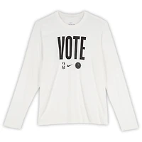 T-shirt blanc à manches longues « Vote » porté par Stephon Castle, San Antonio Spurs, saison NBA 2024-25 - Taille L
