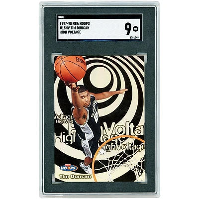 Carte de recrue Tim Duncan San Antonio Spurs 1997-98 Skybox NBA Hoops High Voltage n° 15 authentifiée SGC 9