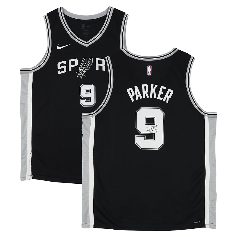 Maillot Nike Icon Swingman noir autographié par Tony Parker des San Antonio Spurs