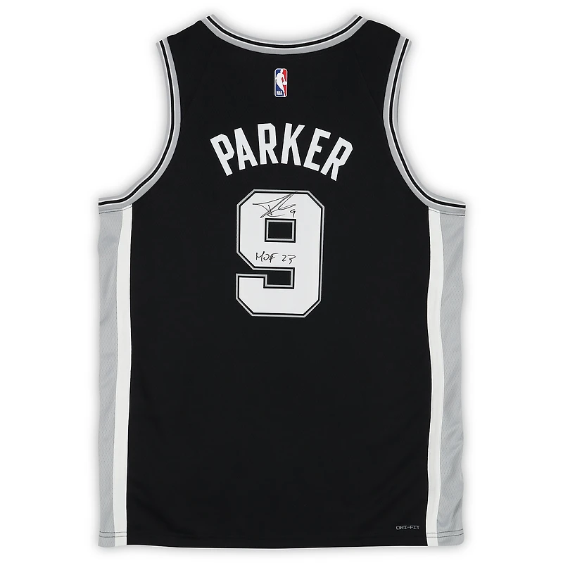 Tony Parker San Antonio Spurs Autographed Black Nike Icon Swingman Jersey with "HOF 23" Inscription