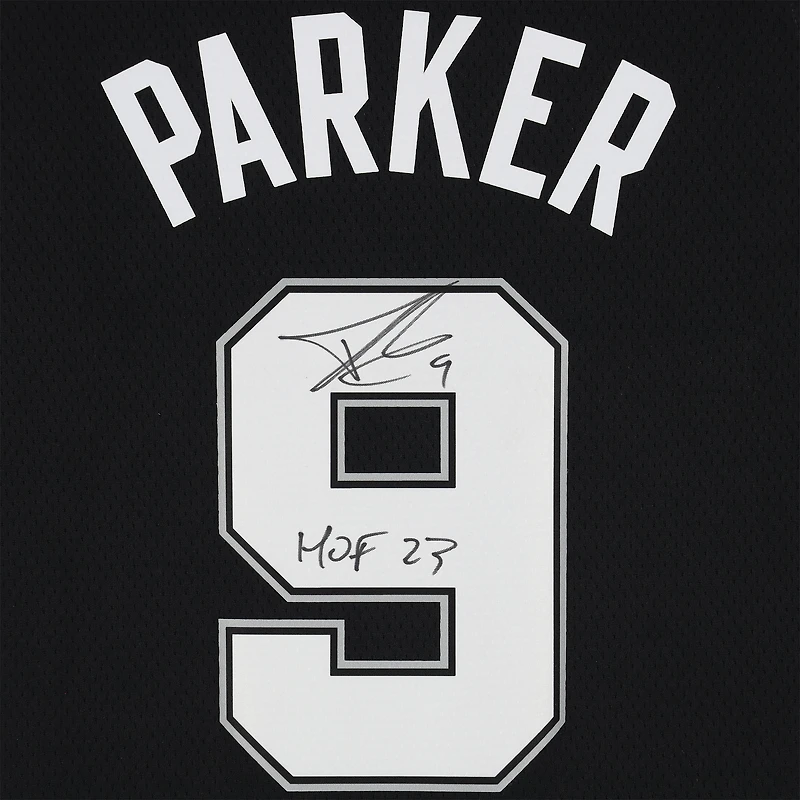 Tony Parker San Antonio Spurs Autographed Black Nike Icon Swingman Jersey with "HOF 23" Inscription