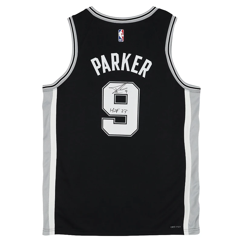 Tony Parker San Antonio Spurs Autographed Black Nike Icon Swingman Jersey with "HOF 23" Inscription