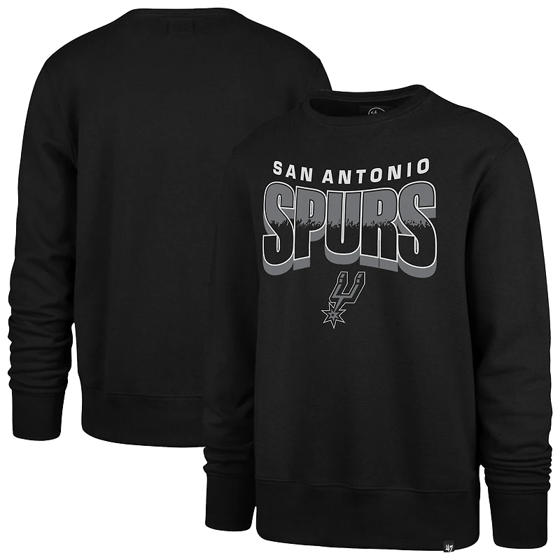 Unisex '47  Black San Antonio Spurs Brush By Headline Crewneck Sweatshirt