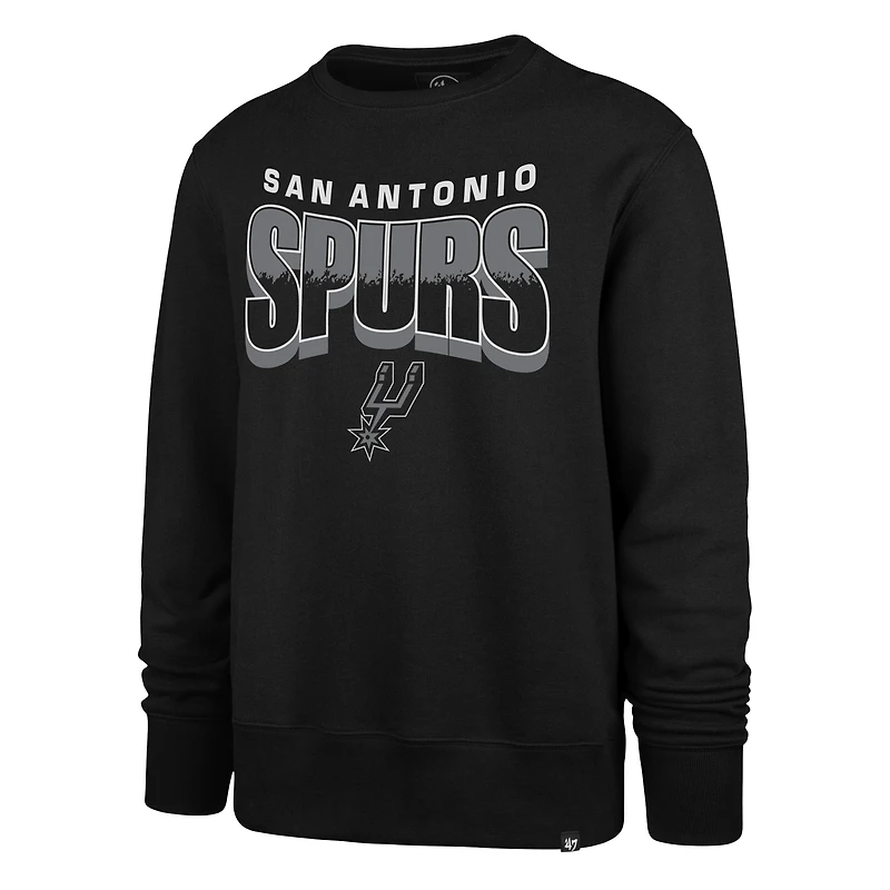 Unisex '47  Black San Antonio Spurs Brush By Headline Crewneck Sweatshirt