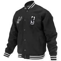 Veste universitaire unisexe FISLL noire San Antonio Spurs Logoman Shadow Collection à boutons-pression