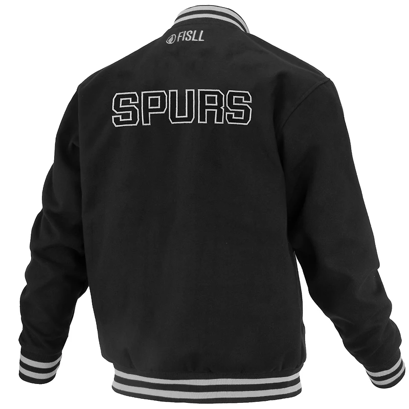 Veste universitaire unisexe FISLL noire San Antonio Spurs Logoman Shadow Collection à boutons-pression