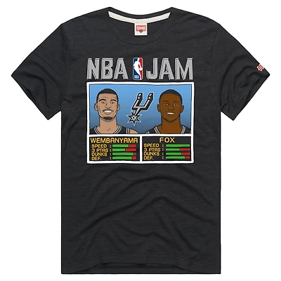 Unisex Homage Victor Wembanyama & De'Aaron Fox Charcoal San Antonio Spurs NBA Jam Tri-Blend T-Shirt