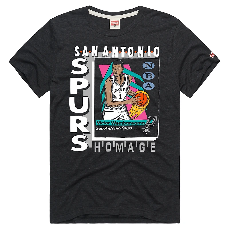 Unisex Homage Victor Wembanyama Charcoal San Antonio Spurs Topps Trading Card Tri-Blend T-Shirt