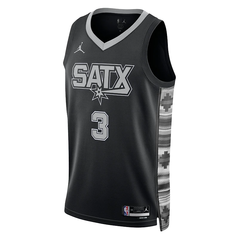 Maillot unisexe Jordan Brand Keldon Johnson noir San Antonio Spurs Swingman - Statement Edition