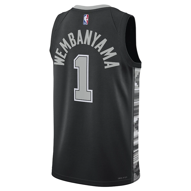 Maillot unisexe Jordan Brand Victor Wembanyama noir San Antonio Spurs Swingman - Statement Edition