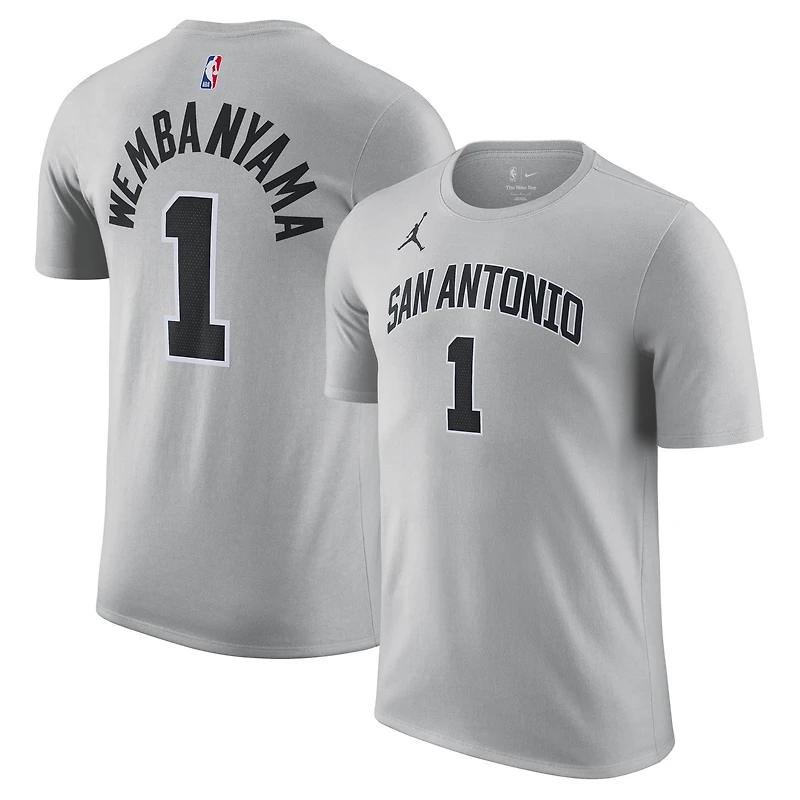 T-shirt unisexe Jordan Brand Victor Wembanyama argenté avec nom et numéro des San Antonio Spurs - Édition Statement