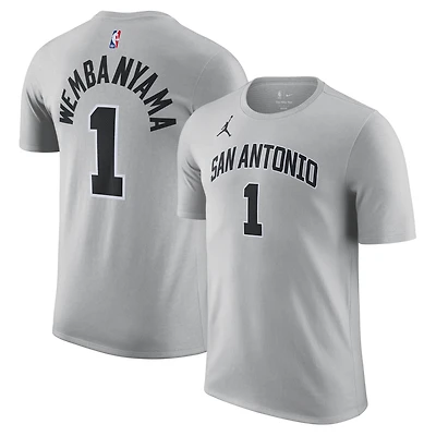 Unisex Jordan Brand Victor Wembanyama Silver San Antonio Spurs Name & Number T-Shirt - Statement Edition