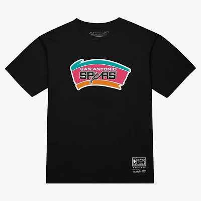 T-shirt unisexe Mitchell & Ness noir San Antonio Spurs Hardwood Classics Arch
