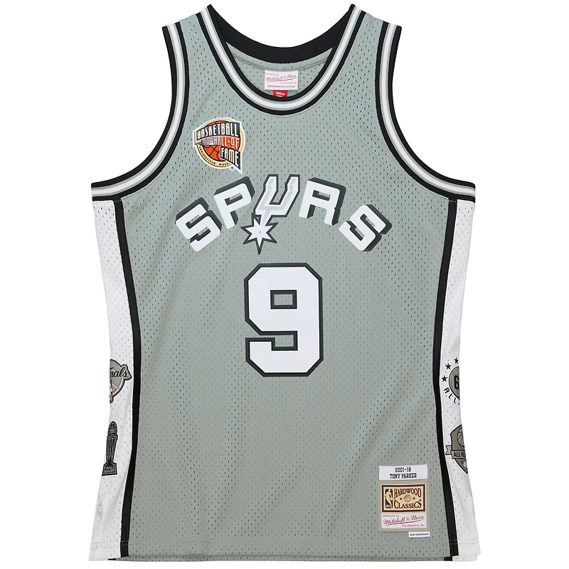 Unisex Mitchell & Ness Tony Parker Gray San Antonio Spurs Hall of Fame Class 2023 Throwback Swingman Jersey