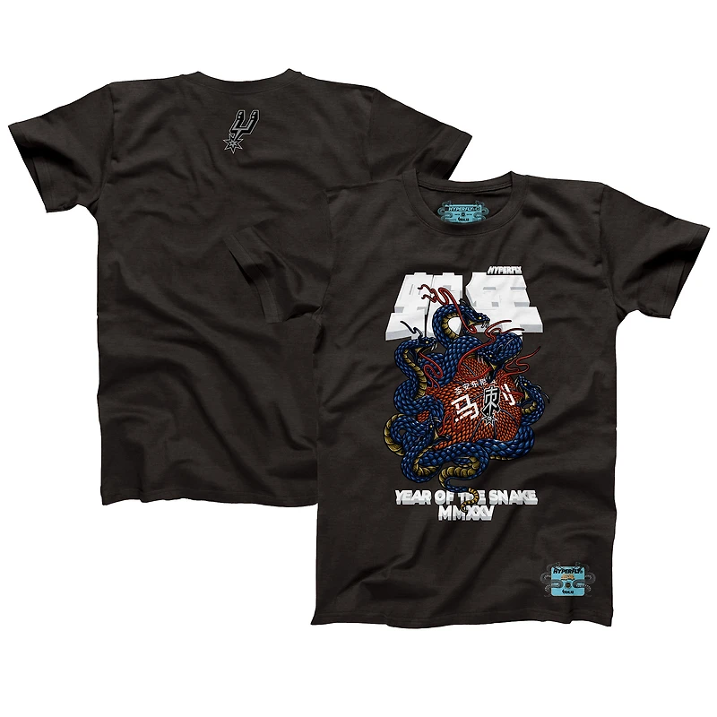 T-shirt unisexe NBALab x Hyperfly Heather Black San Antonio Spurs Collection Année du serpent Nouvel An lunaire