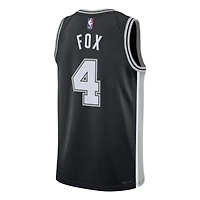Maillot de joueur unisexe Nike De'Aaron Fox noir des San Antonio Spurs Swingman - Édition Icon