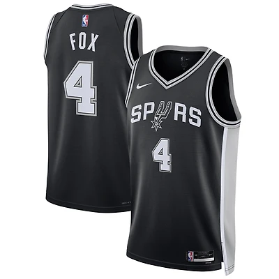 Maillot de joueur unisexe Nike De'Aaron Fox noir des San Antonio Spurs Swingman - Édition Icon